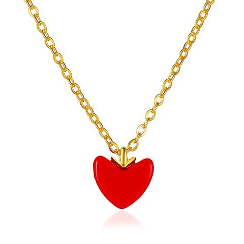New Red Peach Heart Love Wild Sweet Little Red Heart Pendant Women's Necklace Clavicle Chain Wholesale