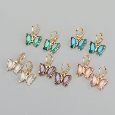 Crystal Butterfly Earrings Exquisite Diamond-studded Glass Earrings Wholesale Nihaojewelry