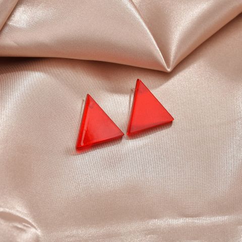 Fashion Triangle Summer Style Color Acrylic Small Geometric Earrings For Women
