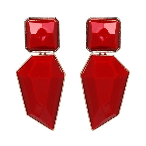 Plastic Simple Geometric Earring  (red) Nhjj4884-red
