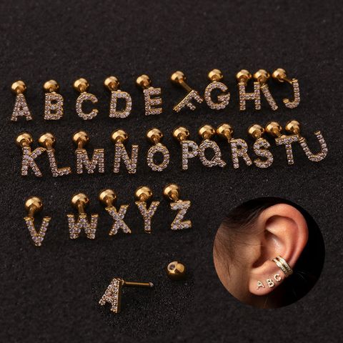 Ear Cartilage Rings & Studs Lady Letter 316 Stainless Steel  Copper