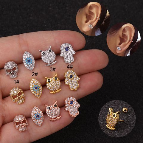 Ear Cartilage Rings & Studs Ethnic Style Cartoon Character 316 Stainless Steel  Copper Zircon