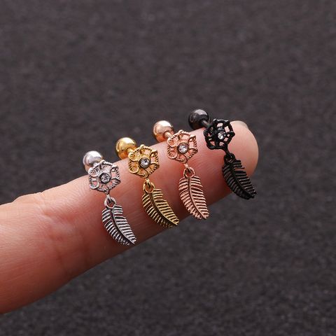 Ear Cartilage Rings & Studs Lady Leaf Copper Zircon