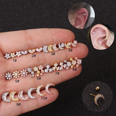 Ear Cartilage Rings & Studs Lady Flower 316 Stainless Steel  Copper