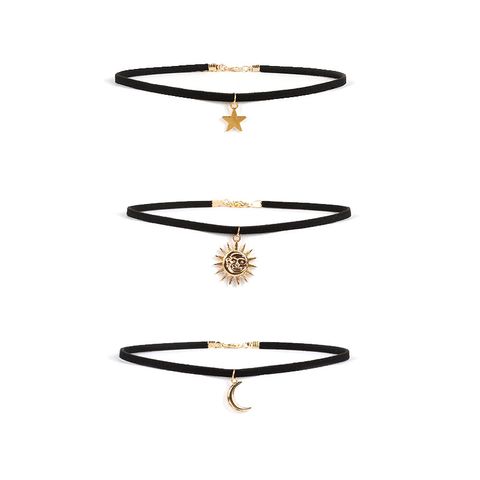 Fashion New Sun Moon Star Multi-layer Choker Collar Minimalist Necklace Set For Women