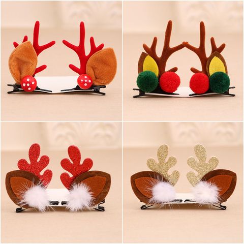 Christmas Small Gifts For Children Gift Gold Powder Antlers Mink Hair Clip Hairpin Set Headdress Christmas Head Buckle