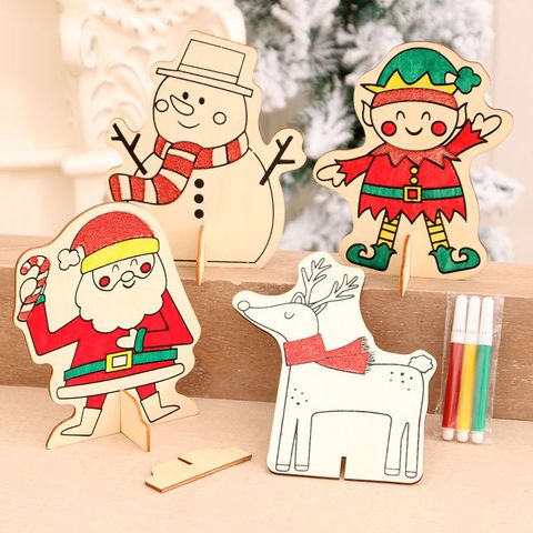 Christmas Wooden Decoration Drawing Kindergarten Diy Handmade Drawing Educational Children's Toys Small Gifts Present