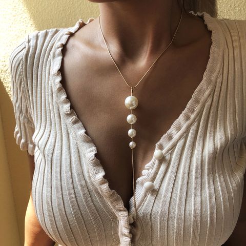 Sexy Creative Size Mixed Pearl Long Tassel Pendant Necklace Wholesale