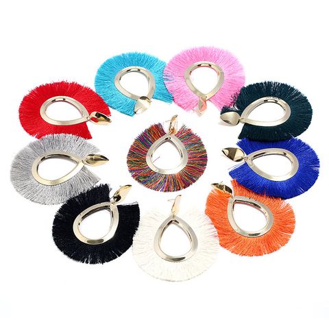 New Leaf Tassel Exaggerated Retro Water Drop Fan-shaped Fashion Autumn New Earrings Wholesale