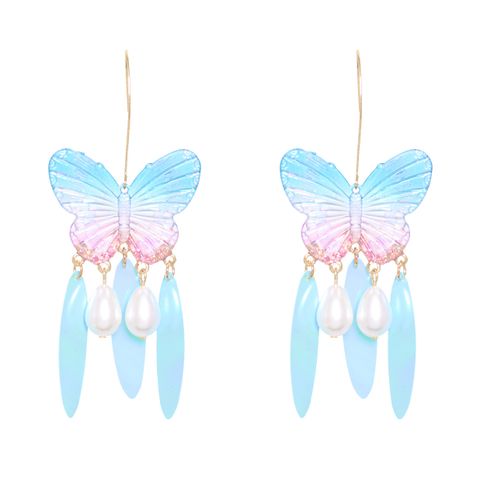 Neue Mode Geometrische Acrylplatte Schmetterling Wassertropfen Perlenohrringe Für Frauen