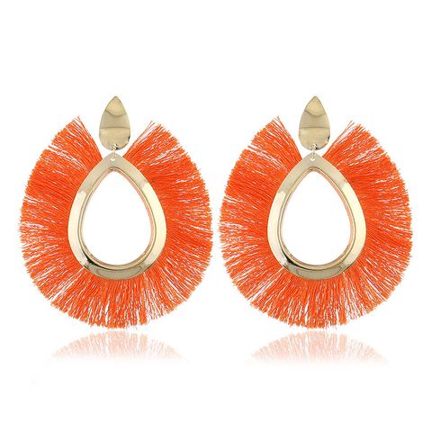 New Leaf Tassel Exaggerated Retro Water Drop Fan-shaped Fashion Autumn New Earrings Wholesale