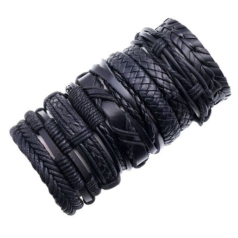 Fashion New Retro Woven Mix And Match Jewelry Simple Multi-layer Adjustable  Bracelet