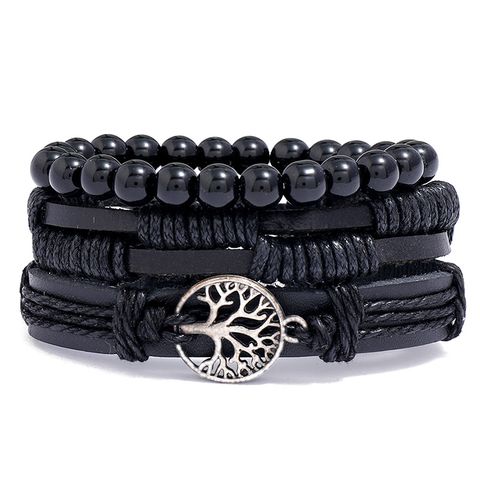 Fashion Geometric Tree Pu Leather Braid Men's Bracelets