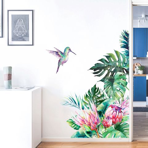 New Wall Stickers Tropical Vegetation Bird Home Background Wall Decoration Removable Pvc Stickers