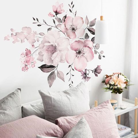 New Wall Sticker 30 Specifications Watercolor Pink Flower Group Home Background Decoration Can Be Removed
