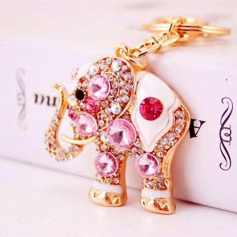 Korean  Creative   Gemstone Elephant Keychain