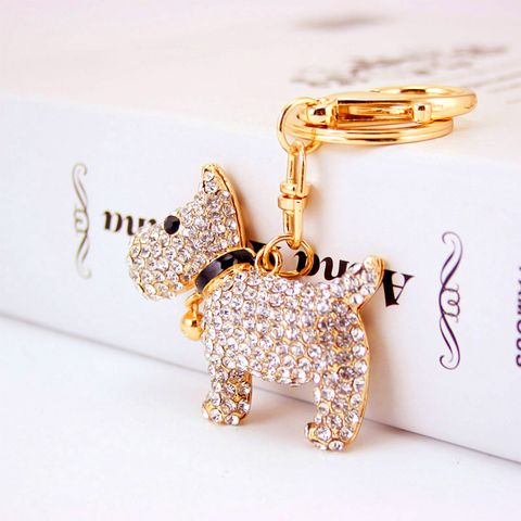 Creative Cute Diamond Bell Puppy  Zodiac Dog Key Chain