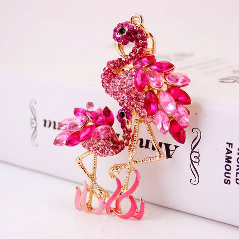 Creative Cute Cartoon Diamond-studded Flamingo Keychain