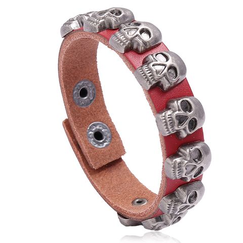 Leather Fashion Geometric Bracelet  (red) Nhpk1402-red
