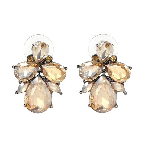 Fashion Geometric Inlaid Crystal Alloy Acrylic Earrings Ear Studs