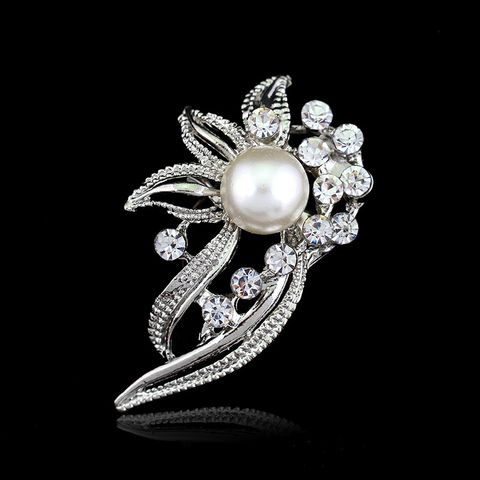 Fashion Alloy Plating Brooch Flowers (white K Ab061-a)  Nhdr2277