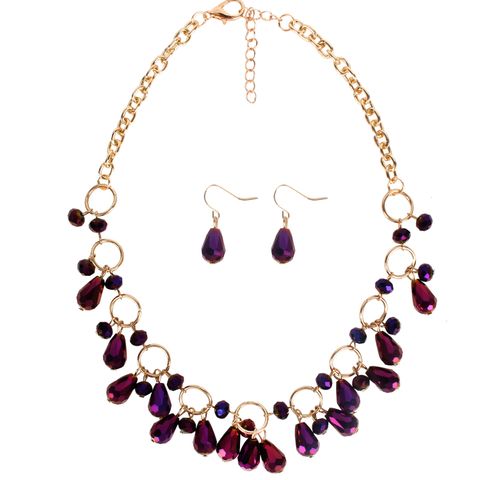 Occident And The United States Glass  Necklace (purple)  Nhct0104-purple