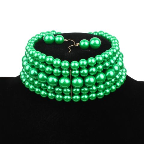 Occident And The United States Beads  Necklace Set (green)  Nhct0063-green