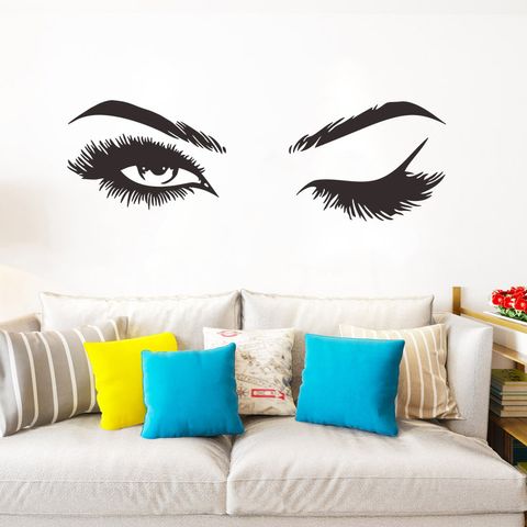 Fanqi New Wall Stickers Sexy Beauty Open Eyes Close Eyes Beautiful Eyelash Vinyl Lettering Stickers Fx2039