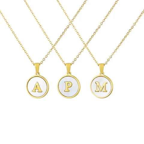 Titanium Steel 18K Gold Plated Simple Style Plating Inlaid Shell Letter Necklace