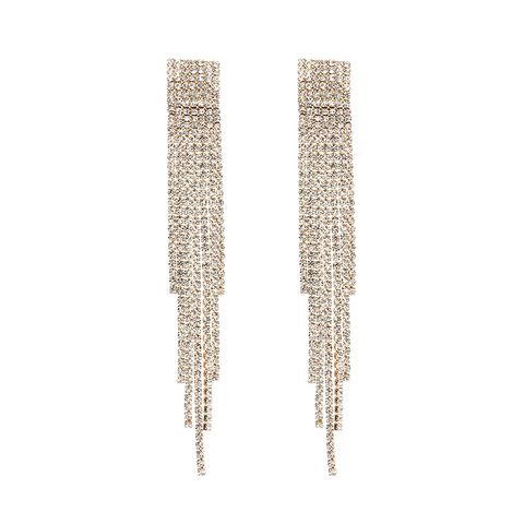 Fashion S925 Silver Needle Long Tassel Rhinestone Earrings For Women