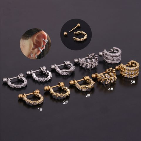 Ear Cartilage Rings & Studs Fashion U Shape 316 Stainless Steel  Copper Inlaid Zircon