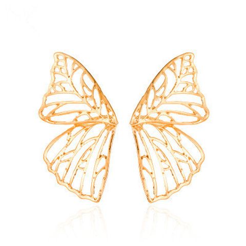 Hot Selling Fashion Exaggerated Metal Hollow Butterfly Earrings