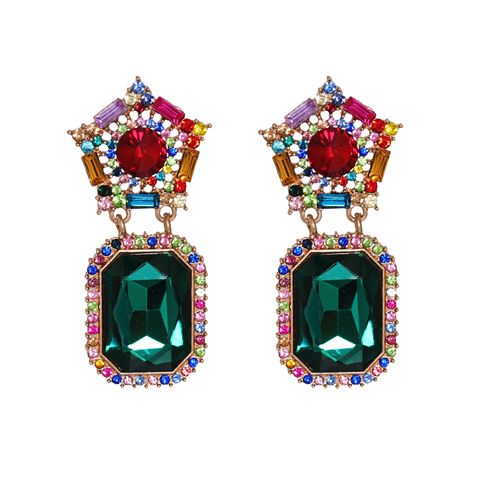 Korean New Fashion Wild Glass Diamond Geometric Round Exaggerated  Earrings