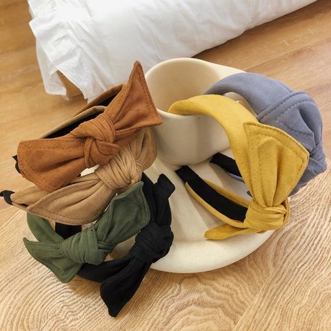 Simple Velvet Bow Headband Rabbit Ears Wide-brimmed Suede Headband