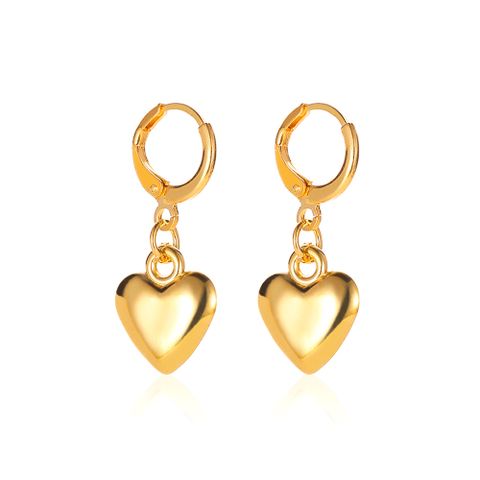 Simple Mirror Three-dimensional Love Earrings Punk Style Metal Heart-shaped Earrings