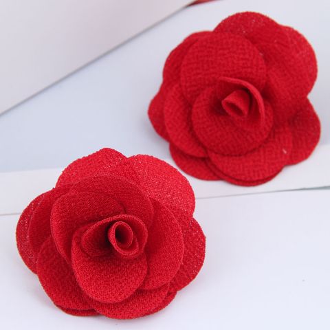 New Fashion Pastoral Simple Fabric Rose Alloy Earrings For Women