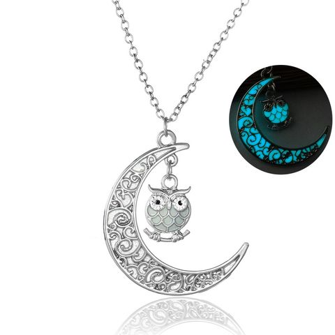 Fashionable Luminous Diy Pendant  Moon Owl Luminous Necklace