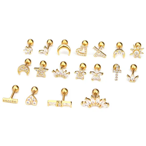 Ear Cartilage Rings & Studs Lady Flower 316 Stainless Steel  Copper