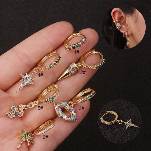 Lady Star Inlaid Zircon Copper Earrings