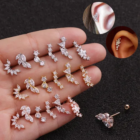 Ear Cartilage Rings & Studs Fashion Leaf Copper