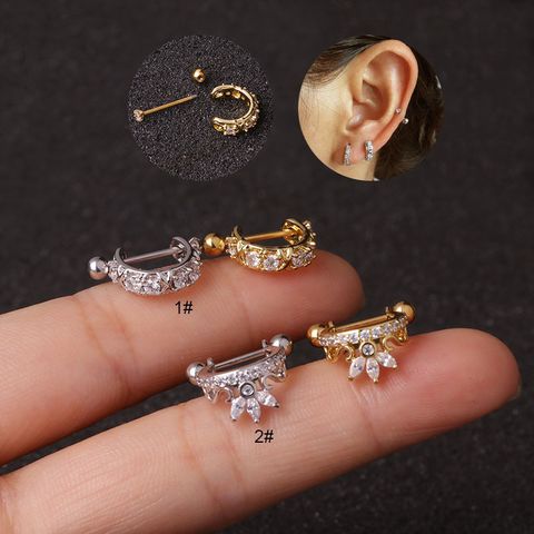 Ear Cartilage Rings & Studs Fashion U Shape Copper Diamond Zircon