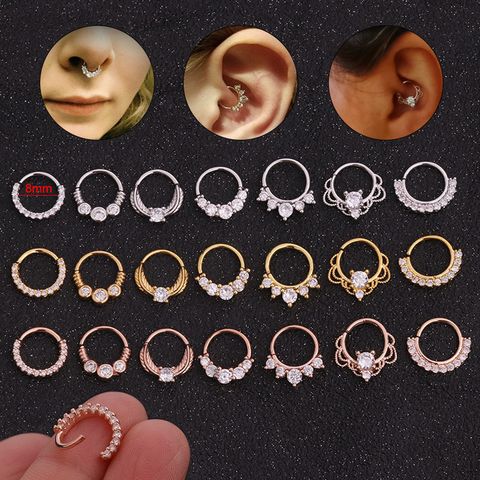 Hot Sale Zircon Nose Ring Micro-inlaid Round Nasal Septum Ear Bone  Wholesale