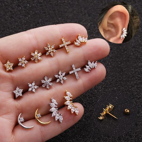 Ear Cartilage Rings & Studs Lady Flower Copper