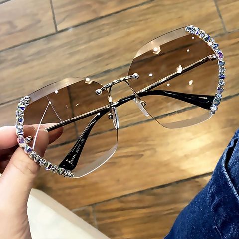 Rimless Diamond Sunglasses  Polygon Sunglasses  Piece Gradient Color Glasses