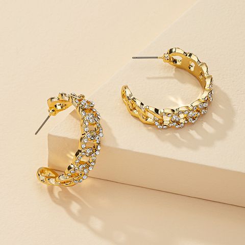 Fashion 1 Pair Of Chain Clasp Diamond Hot Selling Earrings Wholesale