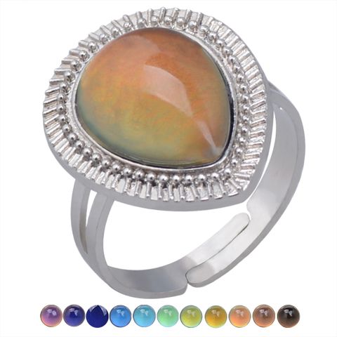 Fashion Water Drop Gemstone Color Changing Ring