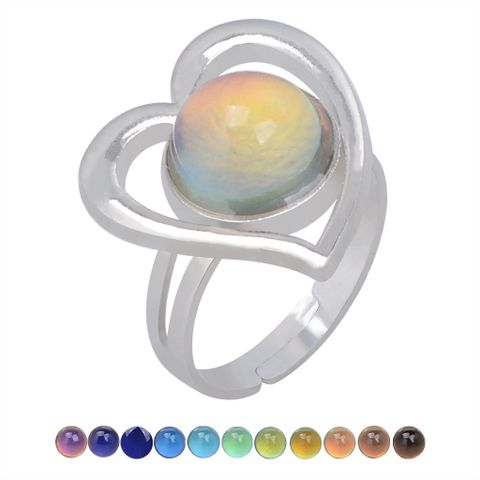Heart Gemstone Temperature-sensing Color Change Opening Ring