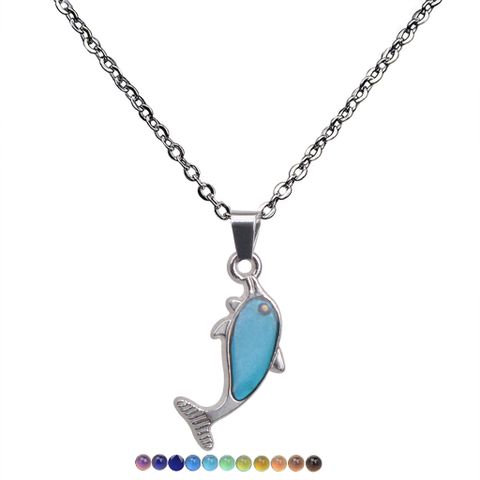 Fashion Dolphin Pendant Temperature-sensitive Pendant Stainless Steel Necklace