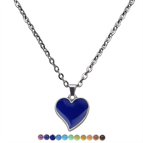 Mood Color Changing Peach Heart Stainless Steel Necklace