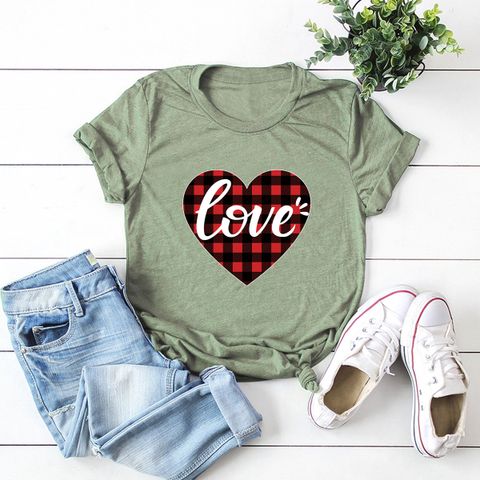 In Stock! Cross-border  Hot European And American Women's Clothing Top Valentine's Day Love Short-sleeved T-shirt For Women